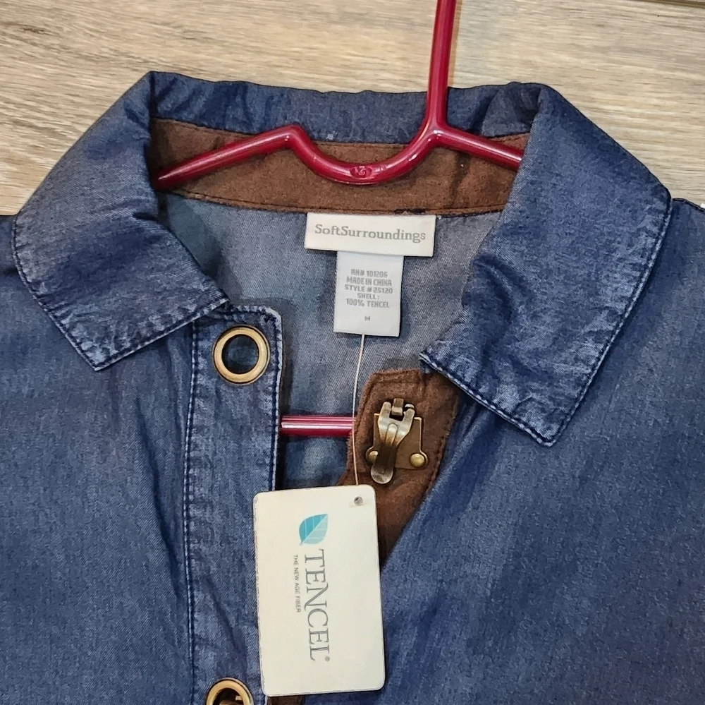 Soft Surroundings Chambray Denim Button-Up Shirt Size Medium